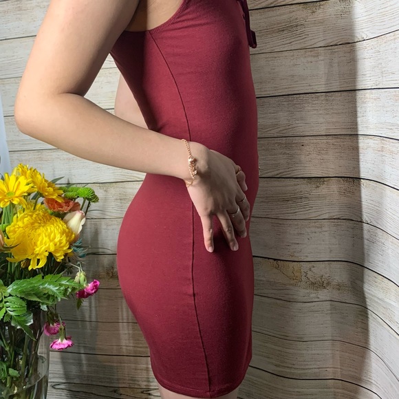 Burgundy -Red Garage Bodycon Dress - Picture 7 of 11
